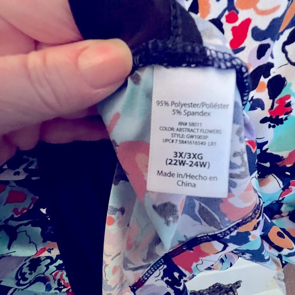 GEORGE Multi-colored floral top in turquoise, Size 3X - Picture 4 of 5